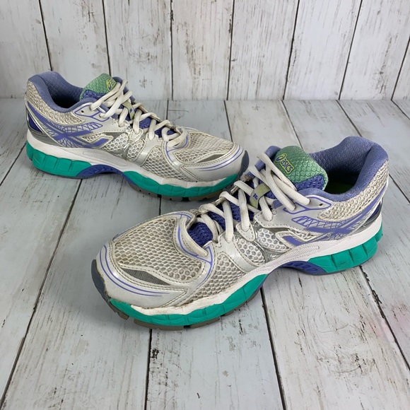 Asics Gel Nimbus 16 Fluid Fit White Purple Teal Womens Size 7 - Picture 3 of 10
